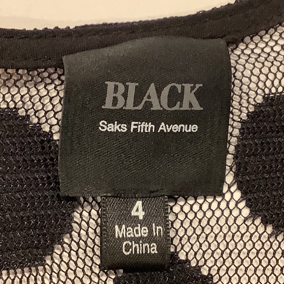 Black Saks Fifth Avenue Sheer Black Short Sleeve Blouse Top Polka Dots Size 4 - Picture 5 of 5